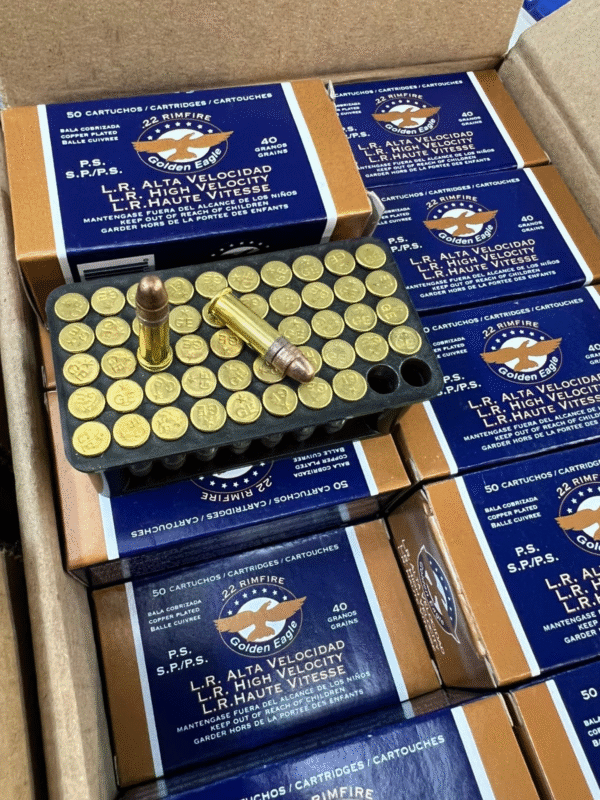 balas cal. .22 l.r. alta vel hp 1280fps 38gr g.e. cobreado punta hueca