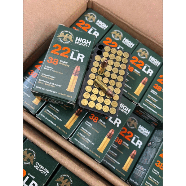 balas cal. .22 l.r. alta vel hp 1280fps 38gr g.e. cobreado punta hueca