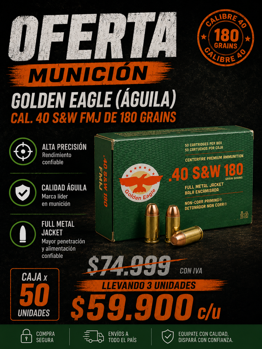 Promo municion .40 S&W Golden Eagle